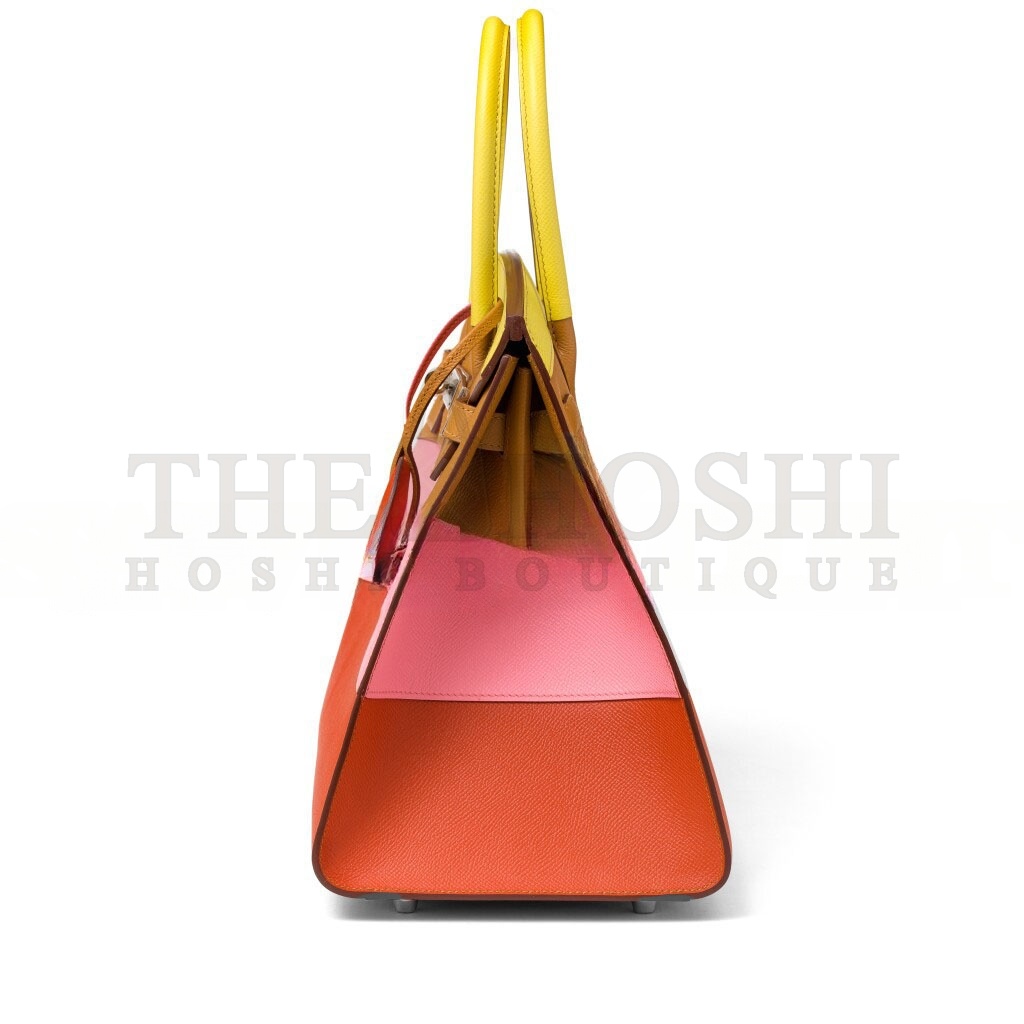 H**me5 BIRKIN 35 EPSOM LEATHER RAINBOW BAG SILVER BUCKLE H028326CK03 (35*28*18cm) Master Quality